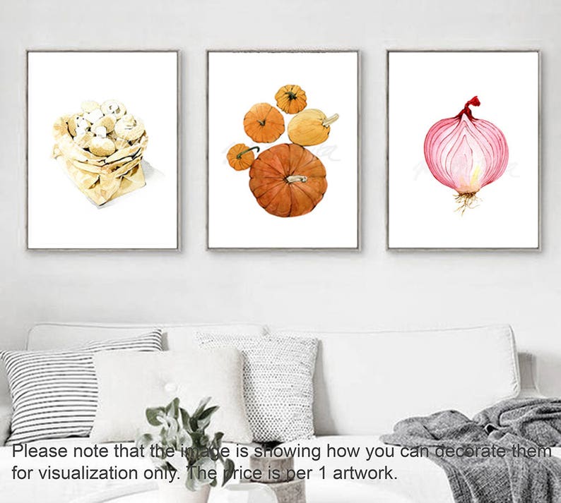 Pumpkin Watercolor Wall Decor Orange Fall Halloween Season Etsy
