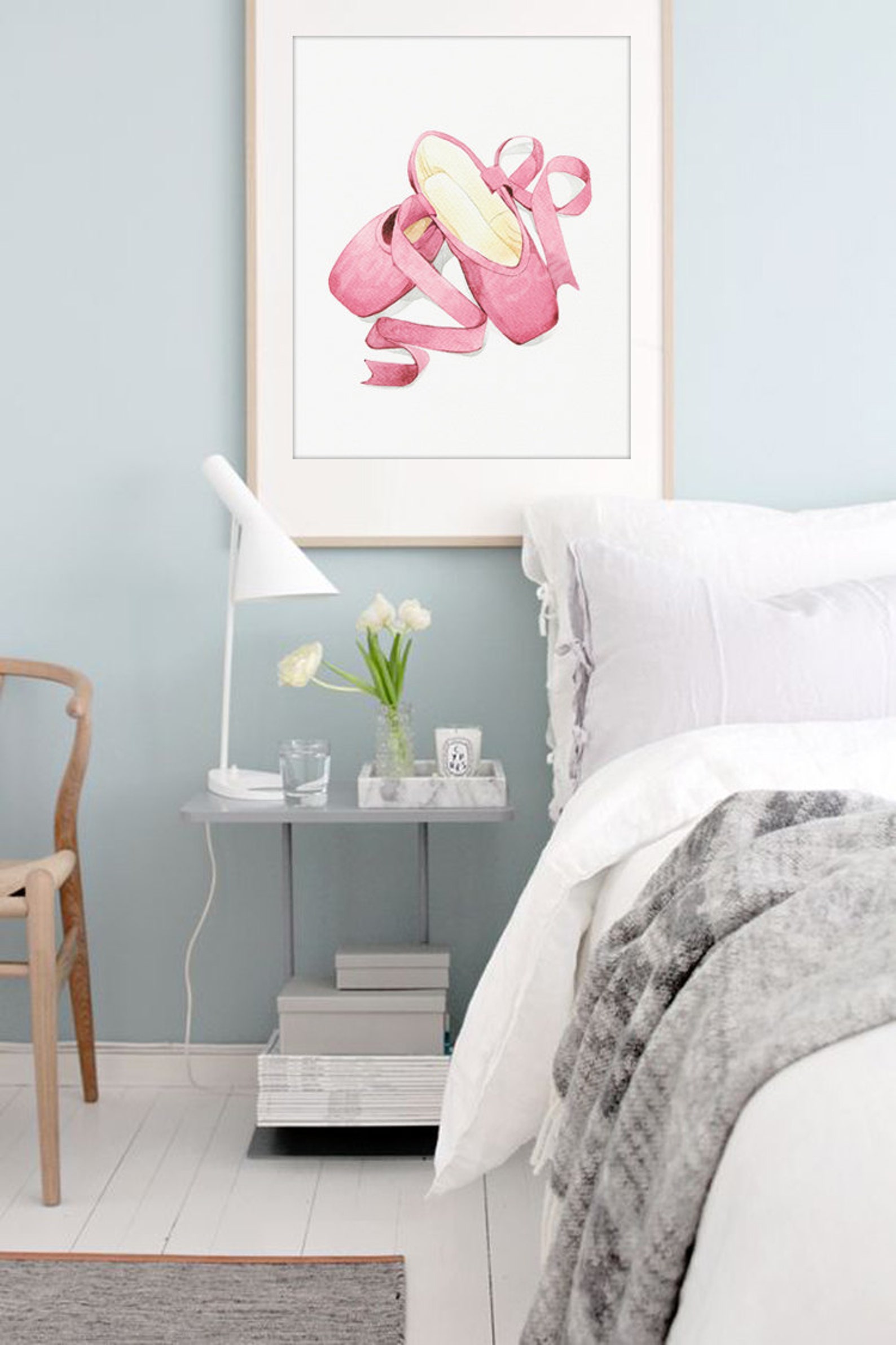 ballet decor, ballet shoes water color art prints, pink ballerina illustration, fashion decor, nursery art print digital downloa