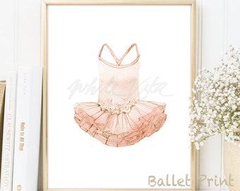 Lámina artística de tutú de bailarina, decoración de pared para habitación infantil (descarga digital)