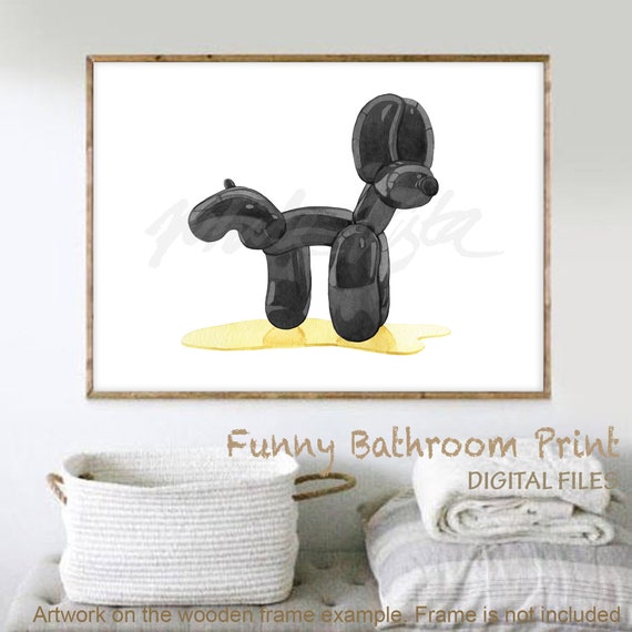 Funny Poster Toilet Art Pop Art Black Balloon Dog Funny Bathroom Definition Print Bathroom Poster Boys Bathroom Digital Download