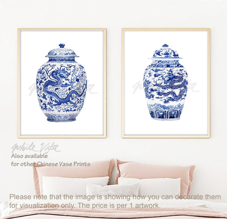 Blue and White Willow Art Prints Porcelain Chinoiserie Decor - Etsy