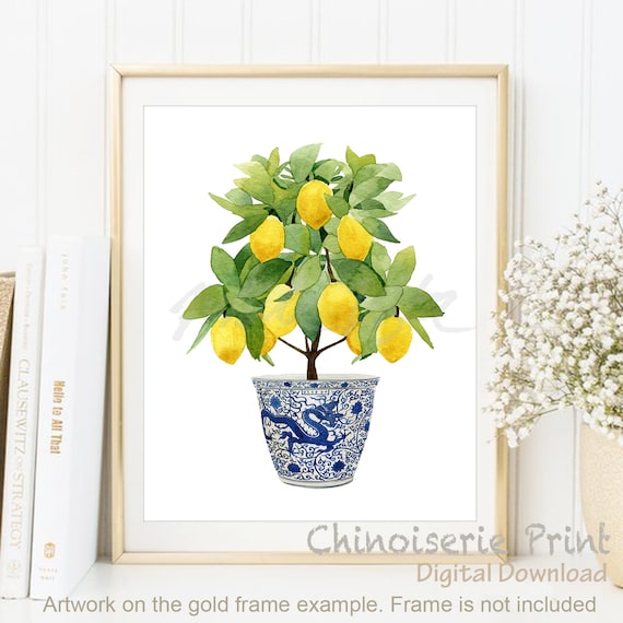 Zitrone Druck Chinoiserie Planter Bonsai Chinesische Malerei Zen Dekor  Orientalische Kunst Blau Wei Zitrone Stil Kche Poster DIGITAL DOWNLOAD -  Etsy sterreich