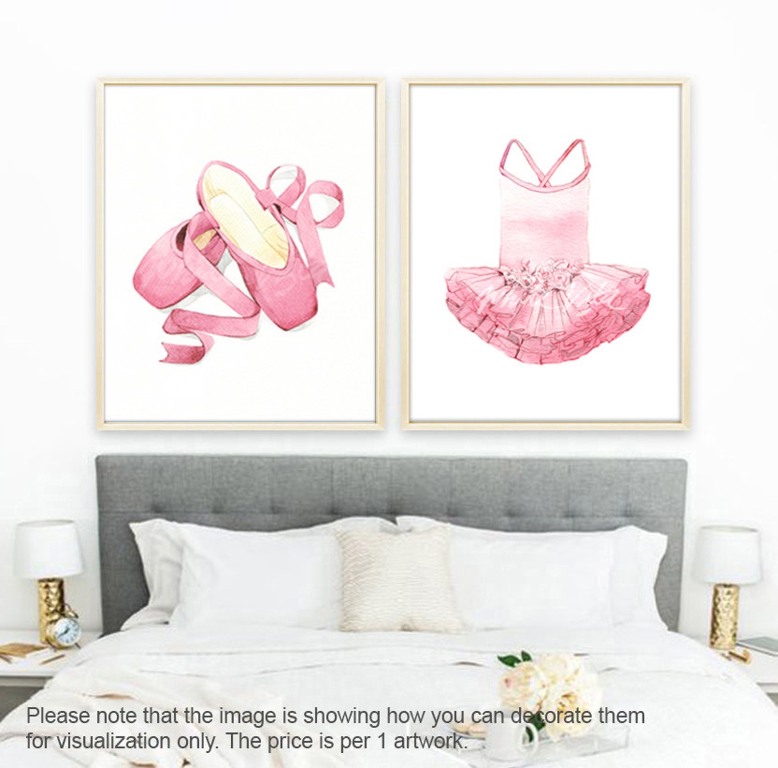ballet decor, ballet shoes water color art prints, pink ballerina illustration, fashion decor, nursery art print digital downloa