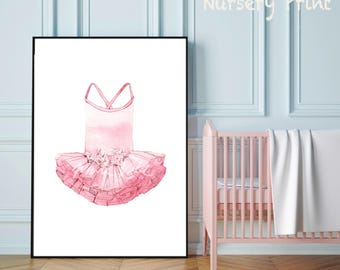 Pink Ballerina Art Print Little Girl Ballet Printable Sweet Nursery Minimal Art Painting Wall Decor Ballerina Dress Artwork DIGITAL DOWNLOAD