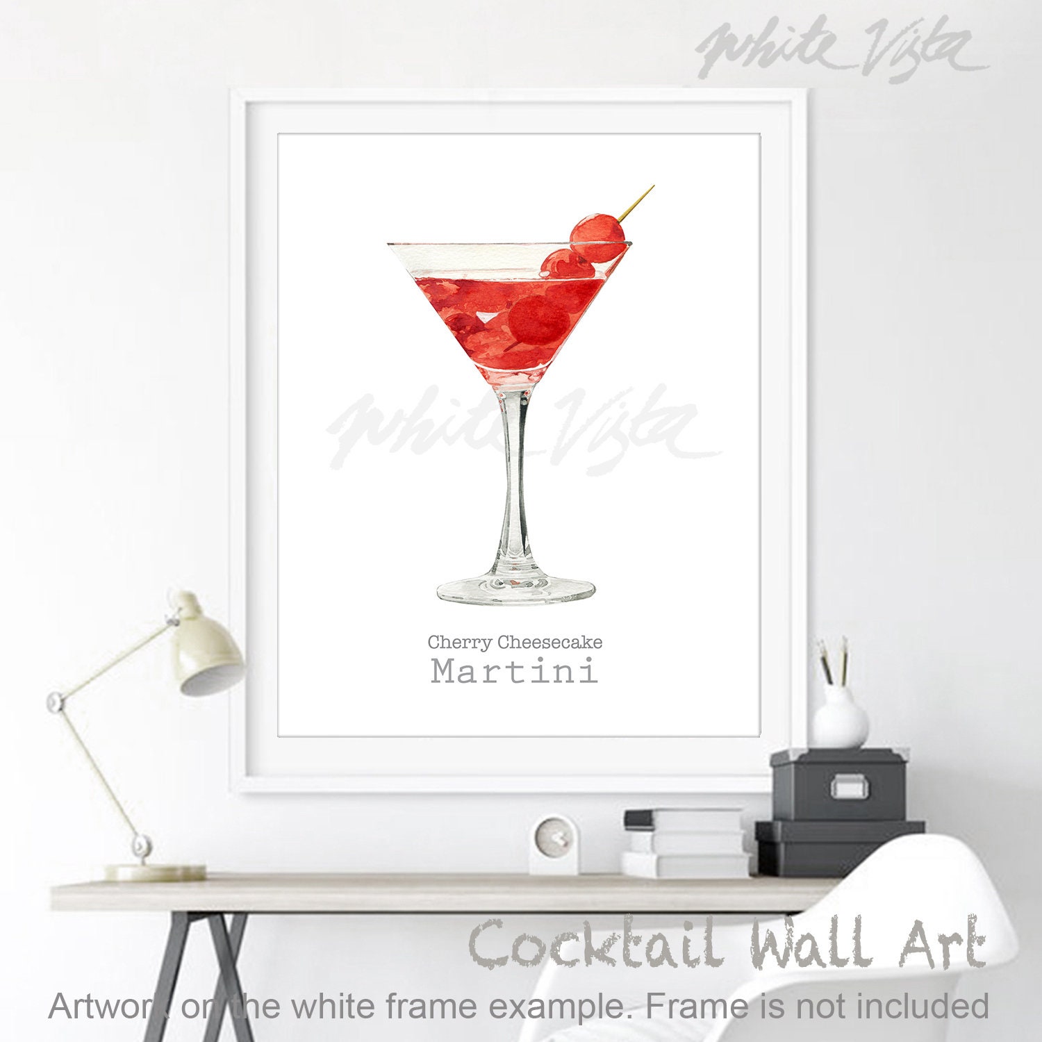 Cocktail Print Martini Drink Poster Bar Wall Art Cherry Etsy