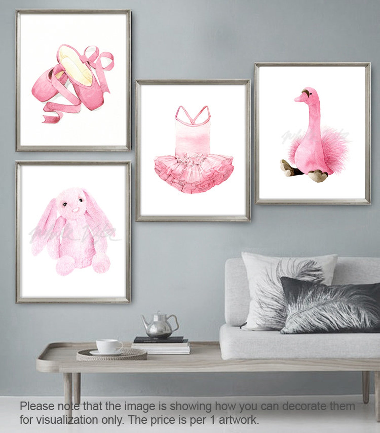 ballet decor, ballet shoes water color art prints, pink ballerina illustration, fashion decor, nursery art print digital downloa