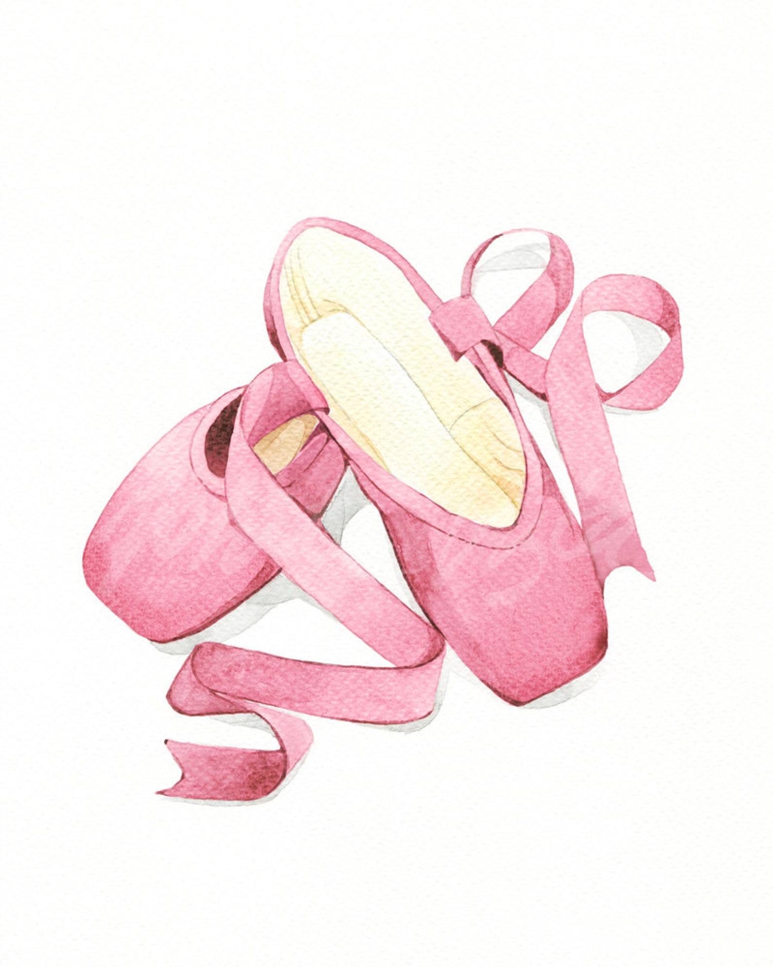 ballet decor, ballet shoes water color art prints, pink ballerina illustration, fashion decor, nursery art print digital downloa