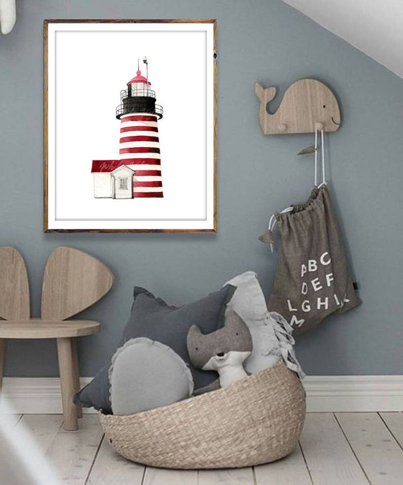 Lighthouse Wall Art Nautical Decor Decorative Marine Painting Etsy