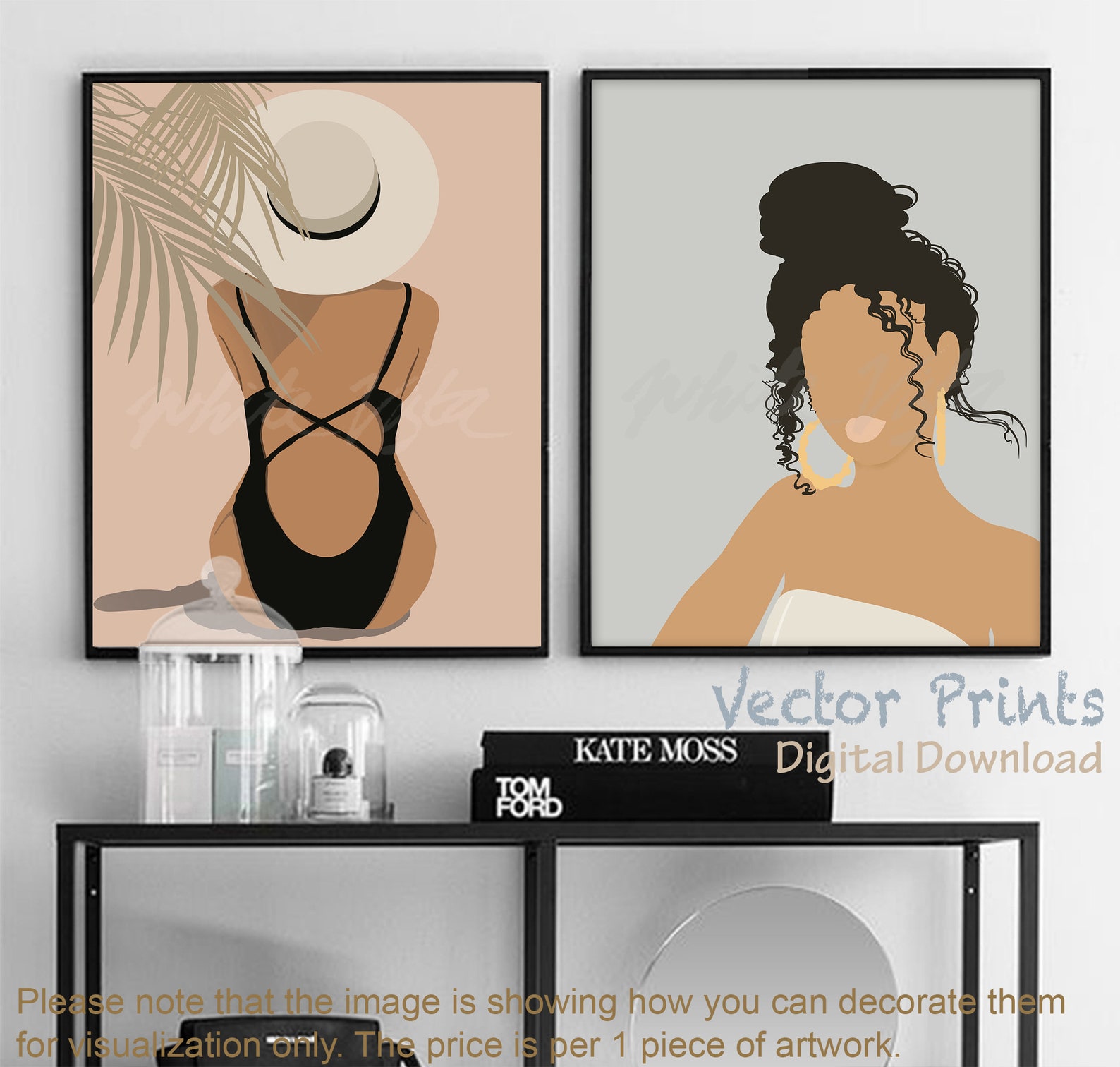 Vector Art Faceless Portrait Flat Illustration Feminine Wall | Etsy