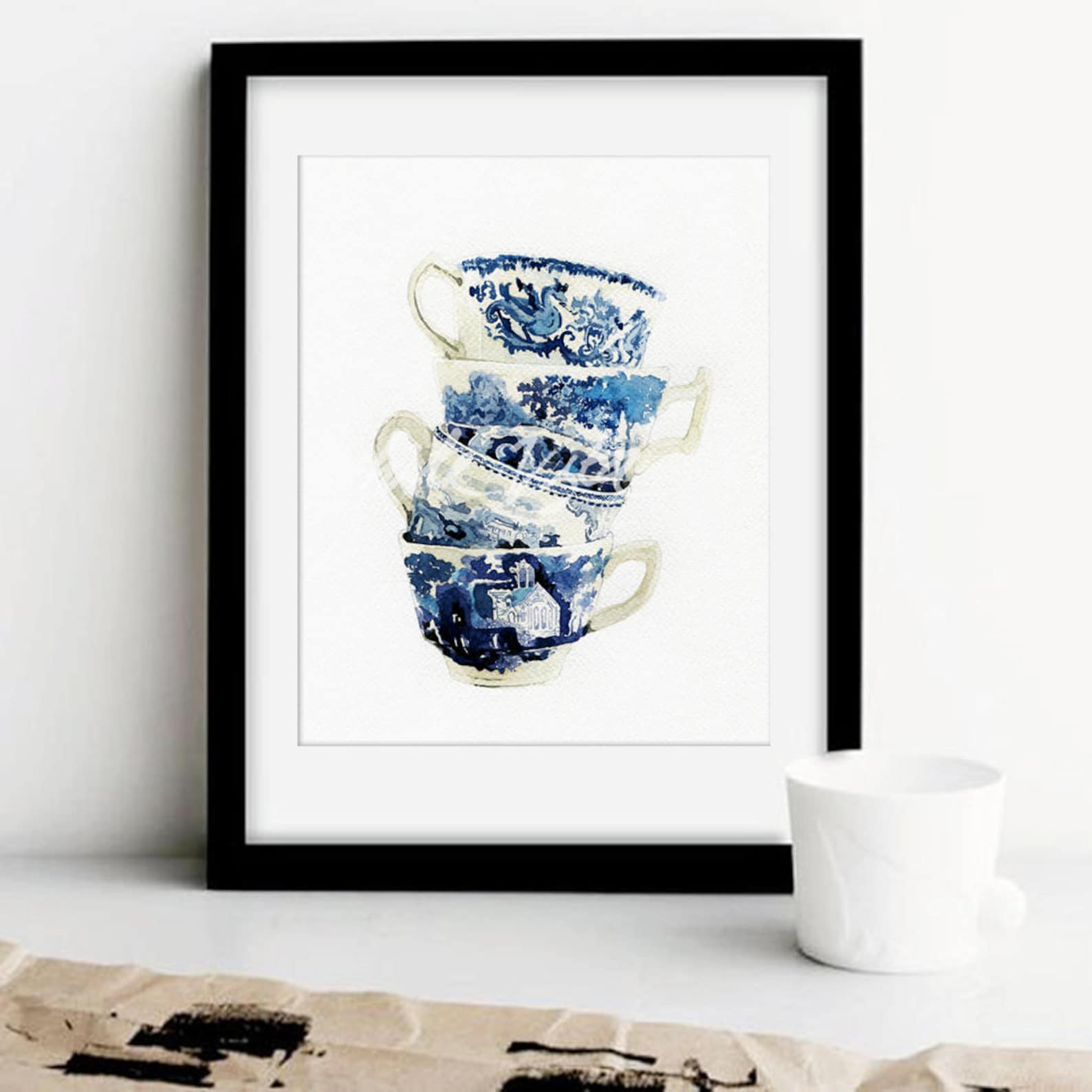 tea-cup-watercolour-art-print-willow-style-blue-white-willow-etsy