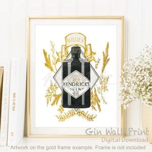 GIN Cocktail Print Bar Wall Art Alcohol Poster, Gin Lover Gift, Wedding Drink Sign Watercolour Illustration Decor Printable DIGITAL DOWNLOAD