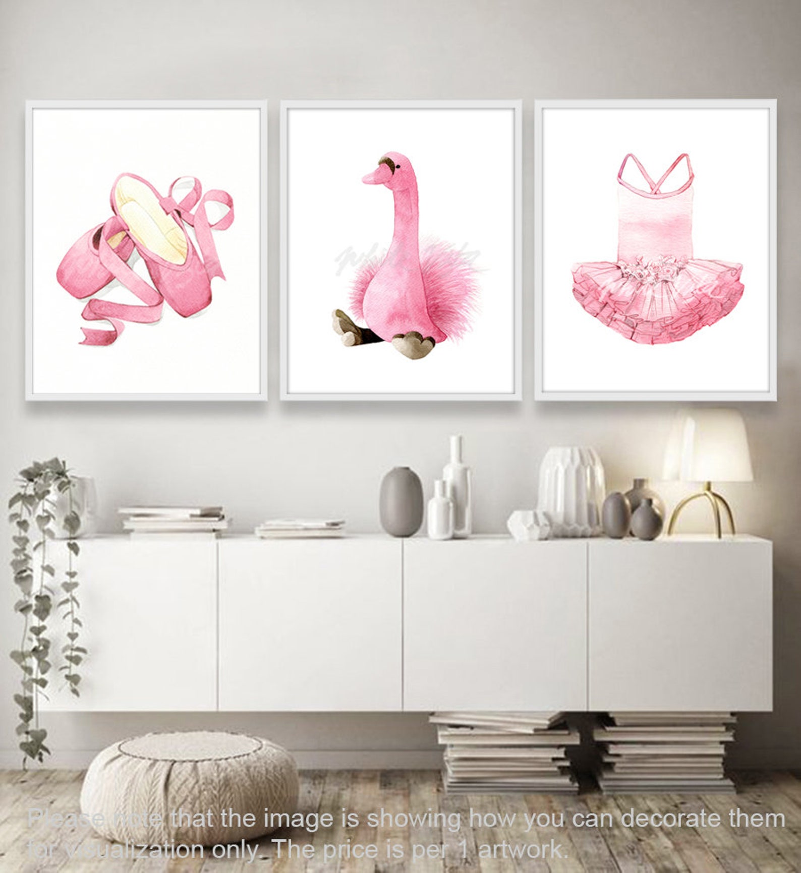 ballet decor, ballet shoes water color art prints, pink ballerina illustration, fashion decor, nursery art print digital downloa