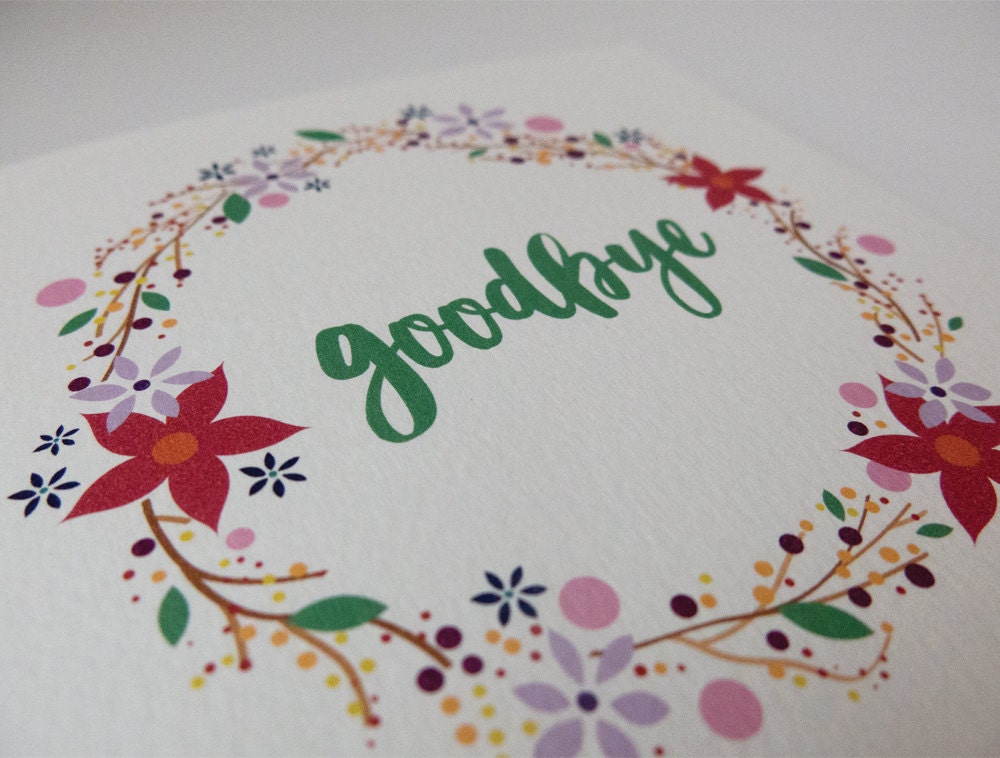 Flower Wreath Goodbye Card Etsy