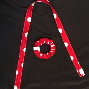 Red and white polka dot Scrunchie and hair tie