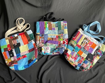 Lined Patchwork Tote Bags with Pocket