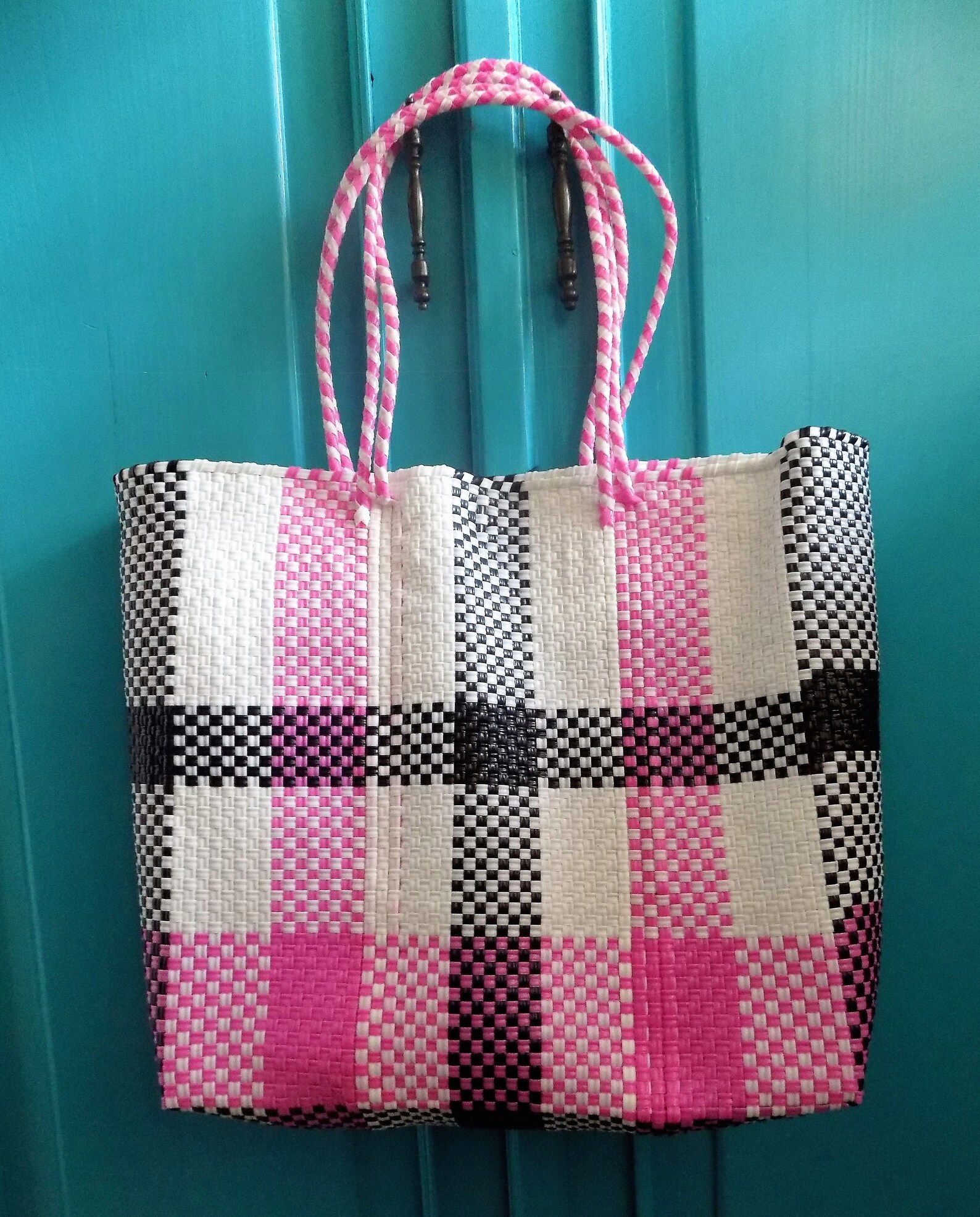 Handmade Plastic Bag, Beach Bag, Summer Bag, Plastic Tote, Oaxacan Tote