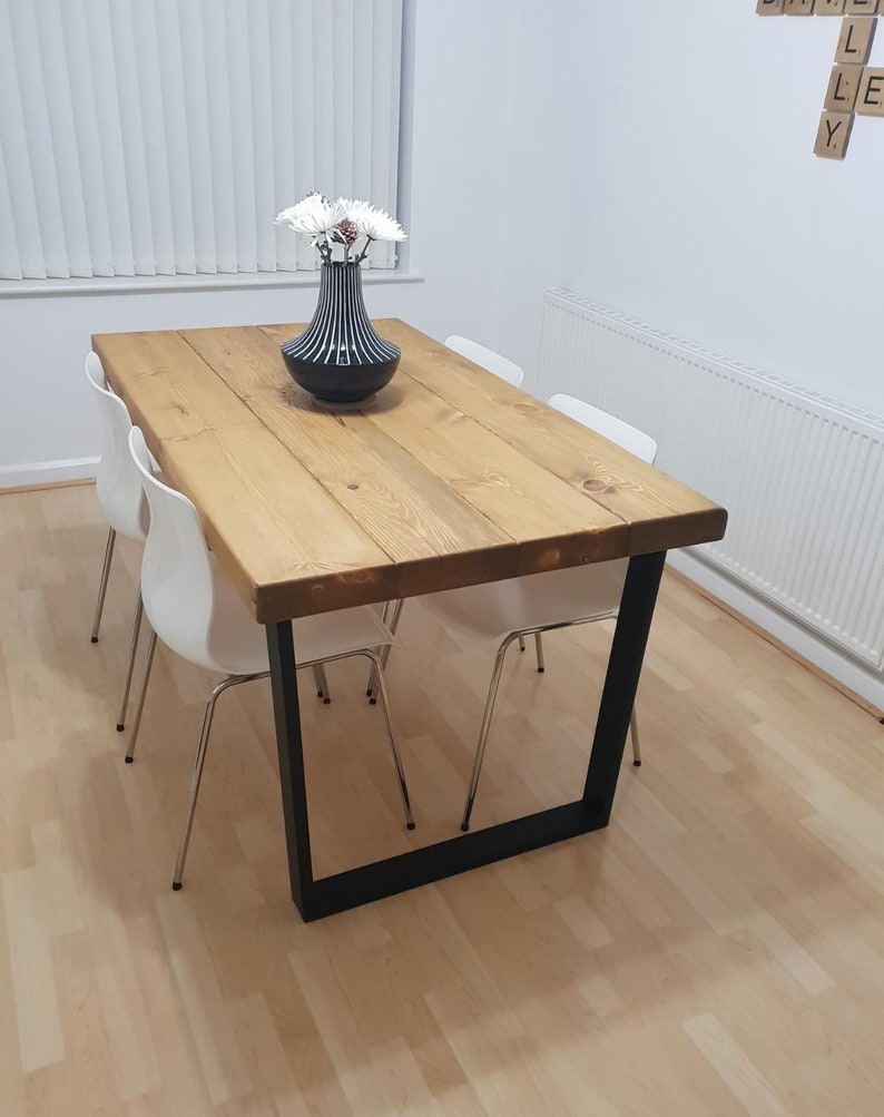 Industrial Reclaimed Wood Look Sleeper Dining Table on Etsy UK
