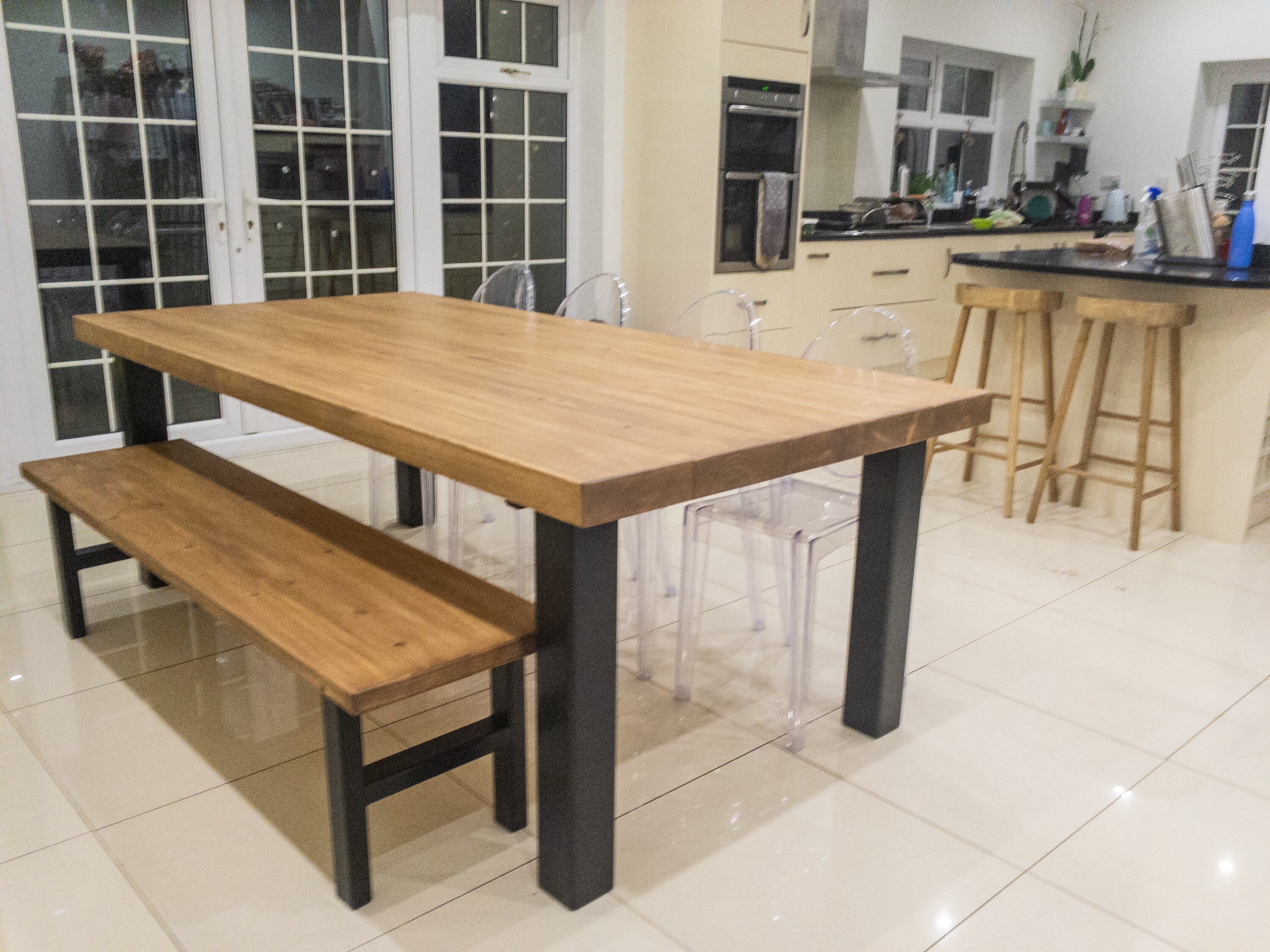 Industrial Reclaimed Wood Look Sleeper Dining Table on Chunky Etsy UK