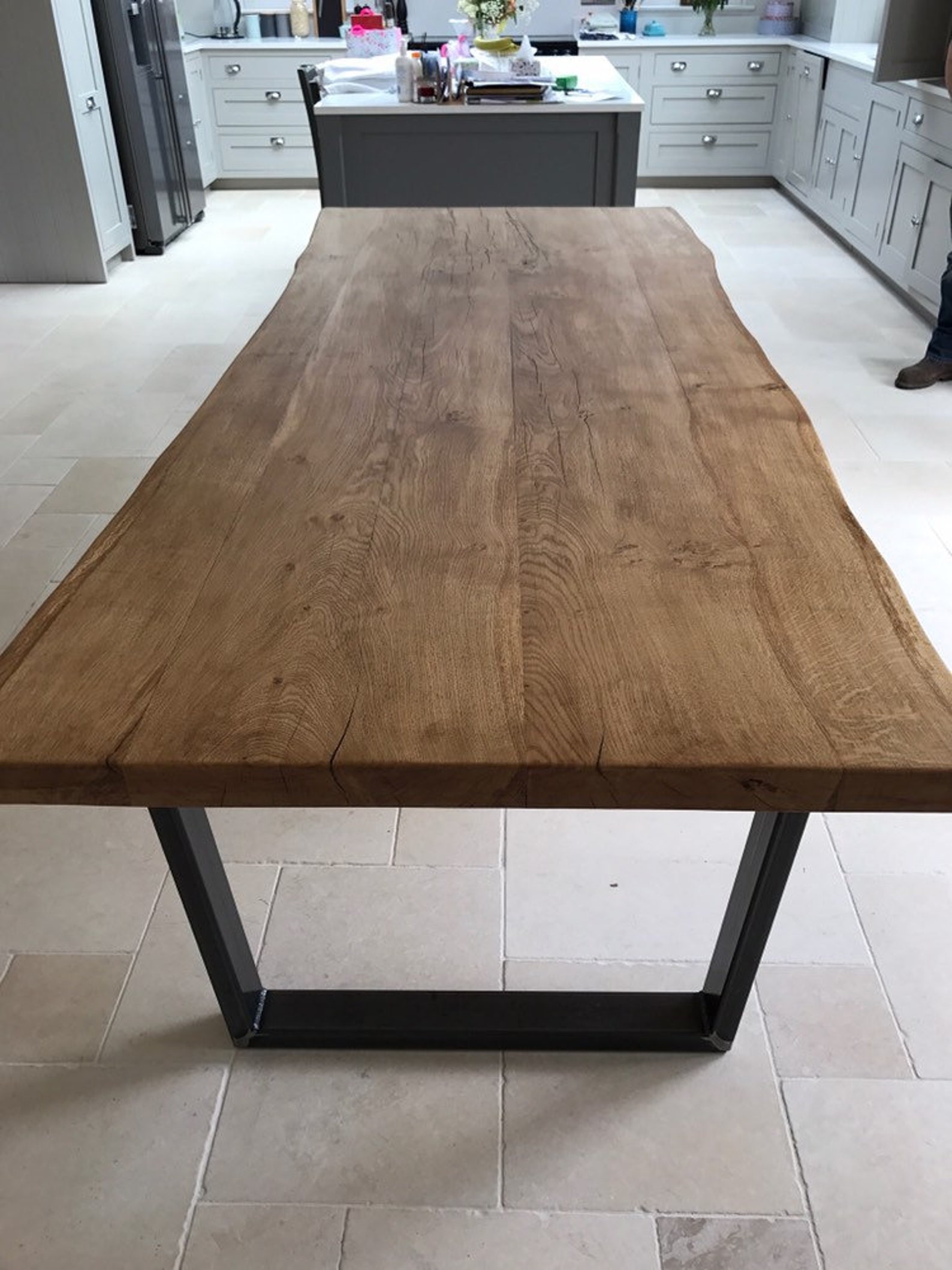 Handmade solid oak wayney / live edge solid wood dining table Etsy