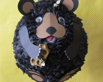 Black Bear Pinata, Bear Birthday, What will it BEE Gender Reveal, Nature Pinata, Bear Party Decor, Honey Bear, Baby Bear, Fluffy Black Bear