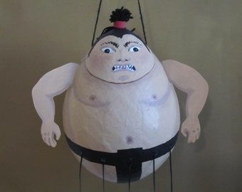 Sumo Man Pinata, Sumo Wrestler Pinata, Humor Pinata, Pinata Sculpture, Sumo Japanese Wrestler, Handpainted, Original Design