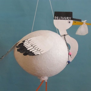 Gender Reveal Stork Pinata, Birth Announcement Pinata, Baby Shower Pinata. Stork Pinata, Hand Painted Designer Pinata, Original Design