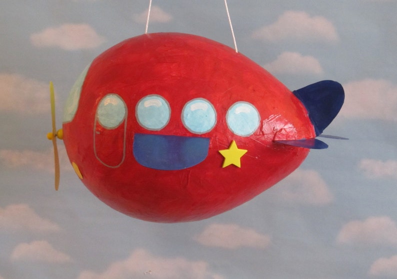 Airplane Pinata Red Airplane Birthday Propeller Plane Pinata Airplane Party Theme Handpainted Original Design Airplane Party