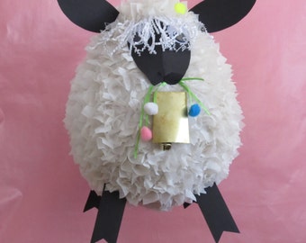 Little Lamb Pinata, Fluffy Lamb Birthday, Gender Reveal, Nature Pinata, Children's Art, Nursery Decor, Baby Shower, Original Design Pinata