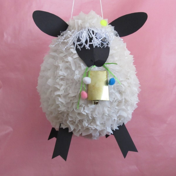 Little Lamb Pinata, Fluffy Lamb Birthday, Gender Reveal, Nature Pinata, Children's Art, Nursery Decor, Baby Shower, Original Design Pinata