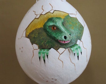 Dinosaur Pinata, T-Rex Dinosaur Egg, Dinosaur Birthday, Nature Pinata, Party Decor, Hand painted Pinata, Paper Sculpture, Original Design