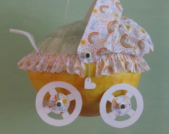 Baby Stroller Pinata, Gender Reveal, Baby Shower, Nursery Decor, Original Design, Ruffled Stroller Pinata, Baby Celebration Pinata