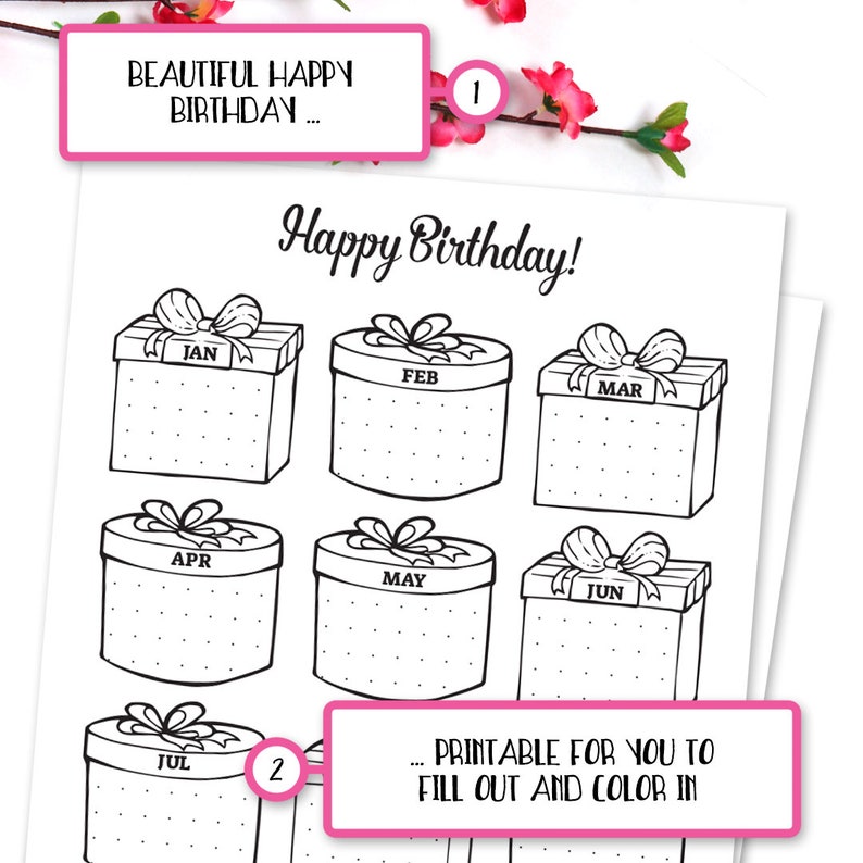 Birthday Tracker Bullet Journal Printable Printable | Etsy
