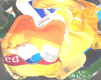 Upcycled Feed Bag Dog Toy with Squeaker