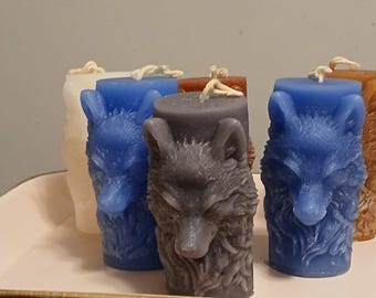 Handmade Wolf Head Candle Un-Painted