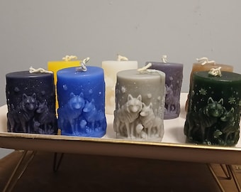 Handmade Wolf Family Candle Un-Painted