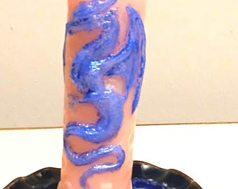 Hand Painted, Handmade Dragon Candle