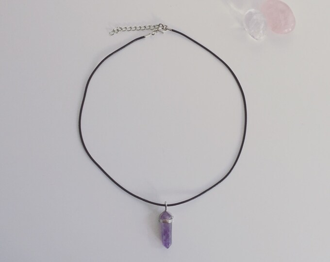 Amethyst Crystal Necklace Etsy