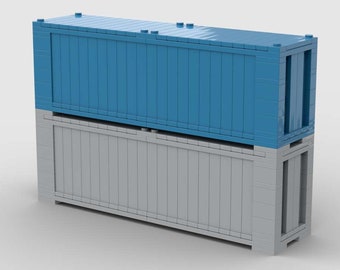 Custom 40 Foot Gray and Dark Azure Train Containers MOC (Instructions Only)