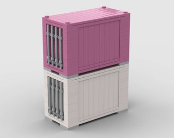 Custom 20 Foot White and Pink Train Containers MOC (Instructions Only)
