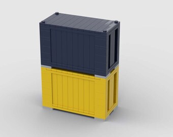 Custom 20 Foot Yellow and Dark Blue Train Containers MOC (Instructions Only)