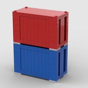 Custom 20 Foot Blue and Red Train Containers MOC (Instructions Only)