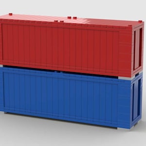 Custom 40 Foot Blue and Red Train Containers MOC (Instructions Only)
