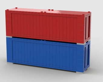 Custom 40 Foot Blue and Red Train Containers MOC (Instructions Only)