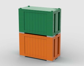 Custom 20 Foot Orange and Green Train Containers MOC (Instructions Only)