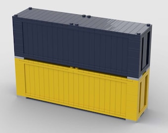 Custom 40 Foot Yellow and Dark Blue Train Containers MOC (Instructions Only)
