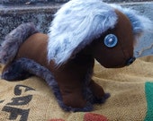 Patchwork Puppy Plush, Brown & Grey OOAK Doggie, Adoption Certificate