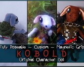 Custom Kobold Plush Doll: Poseable, Magnetic Hands