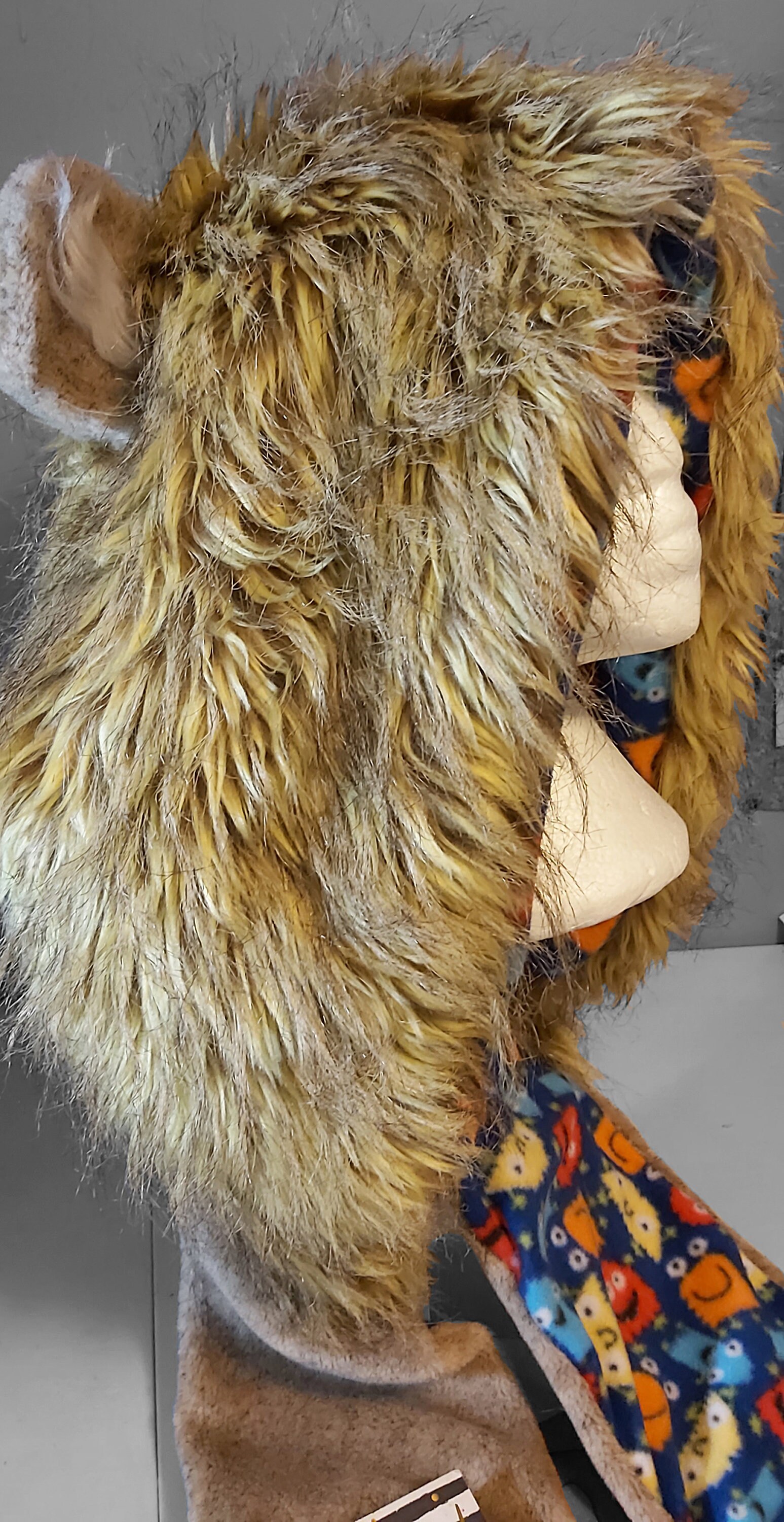 Animal Ear Hat lion Fleecelined Hooded Scarf With Pawshaped Pockets