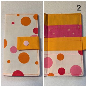 Carteira de tecido para saquinhos de chá: comporta 6 saquinhos de chá, fecho de pressão - cores e padrões prontos - presente com tema de chá, presente de Natal, presente para a família 2 Pink Orange Spots