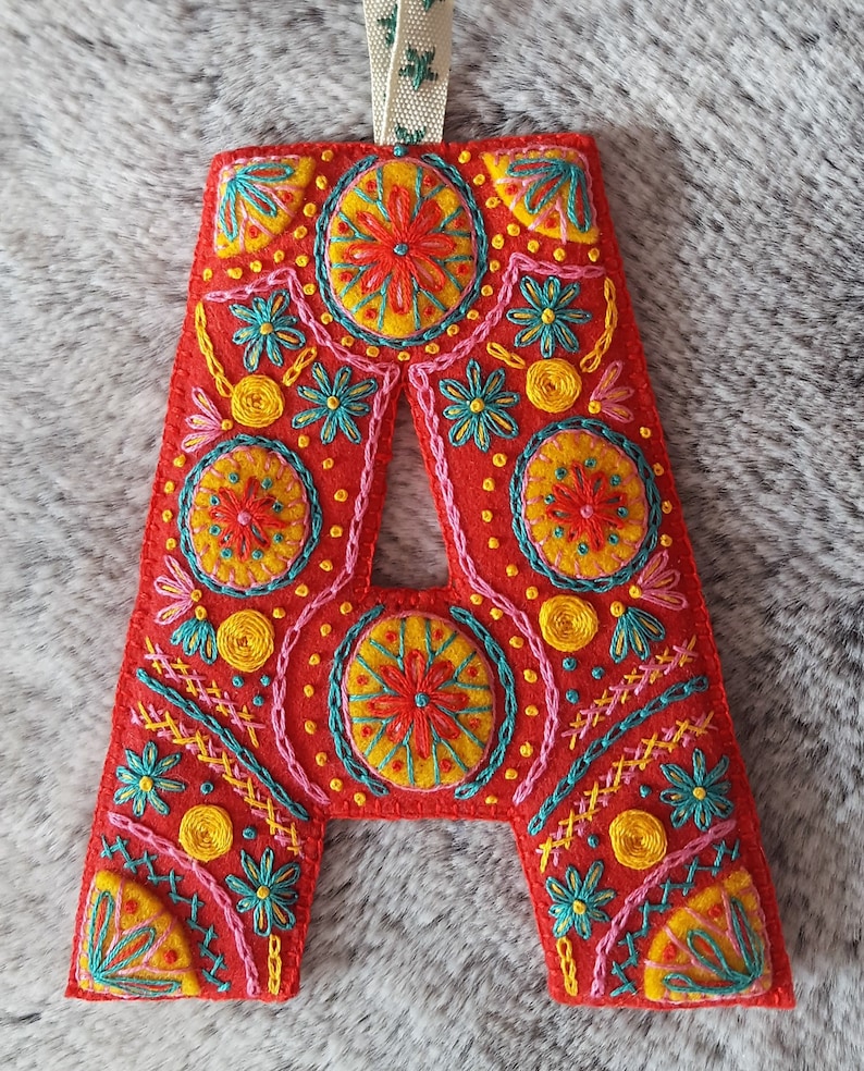 Hand Embroidered Felt Alphabet Ornaments All Letters Etsy